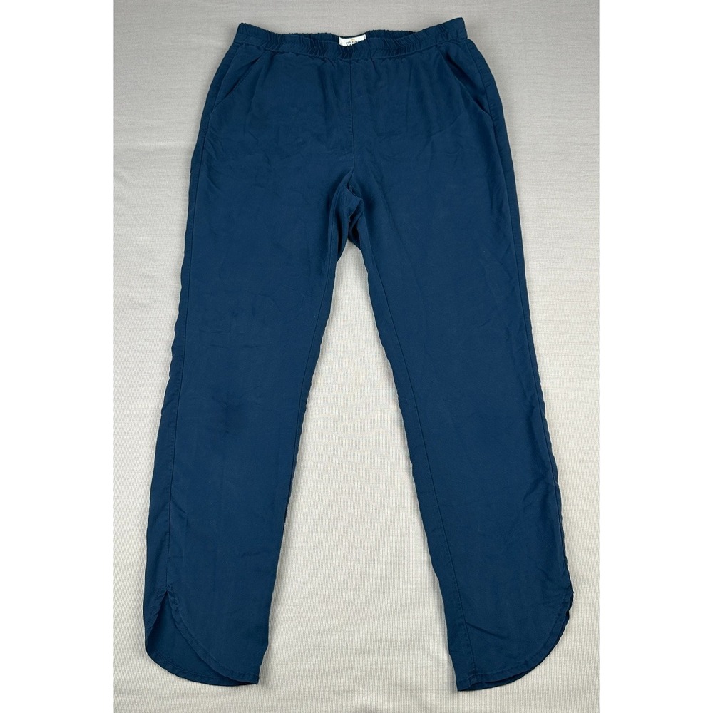 Marine Layer Allison Cropped Re‑Spun Pants Small Navy Elastic Waist Lightweight